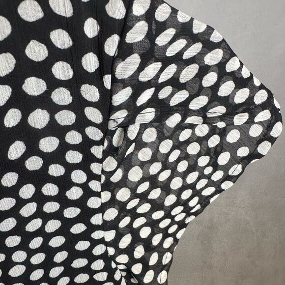 Black and white polka dot dress with blush sash size small - Picture 5 of 8